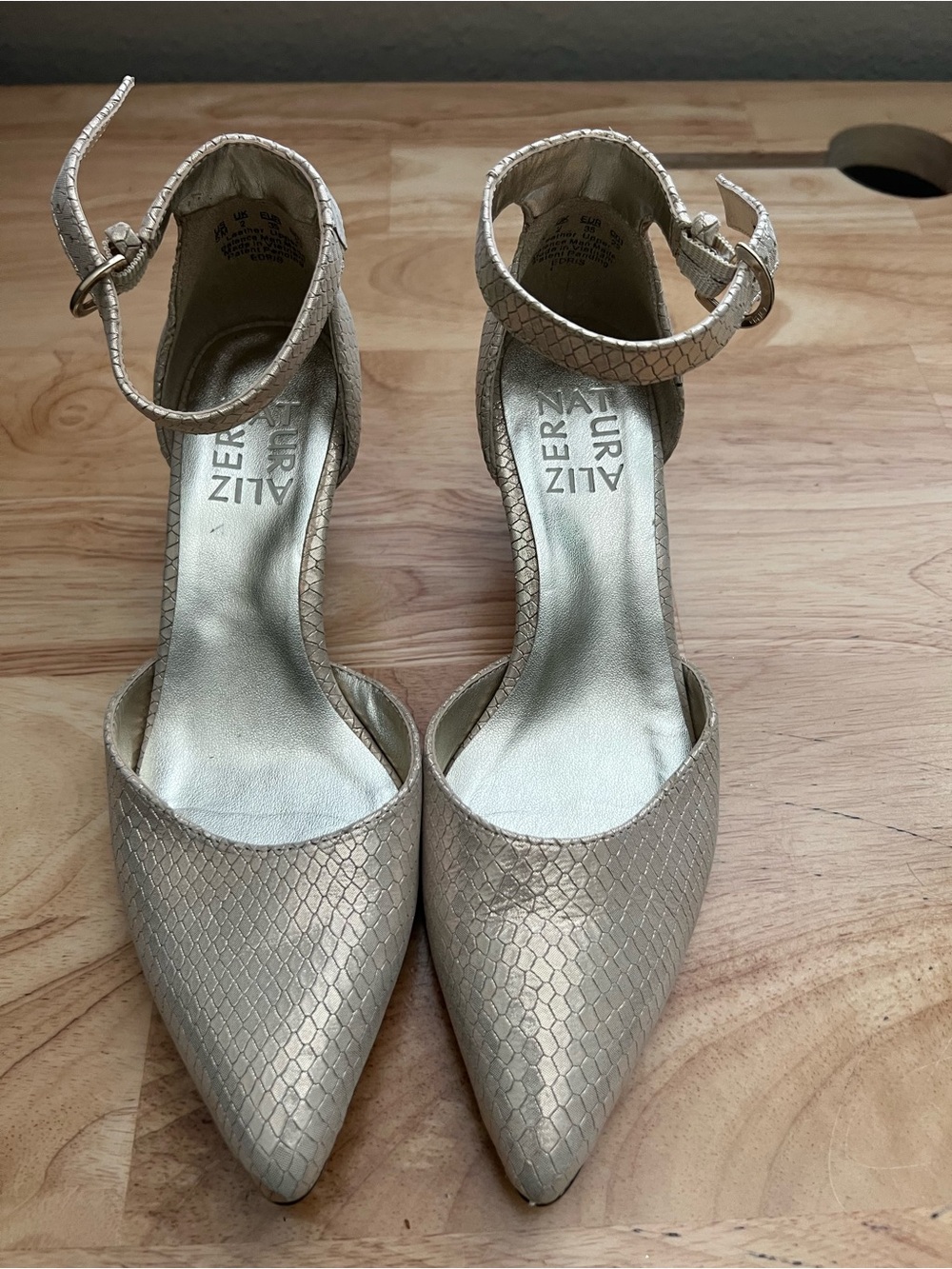 Naturalizer Edris Women's Pointed Toe Ankle-Strap Heels in Champagne